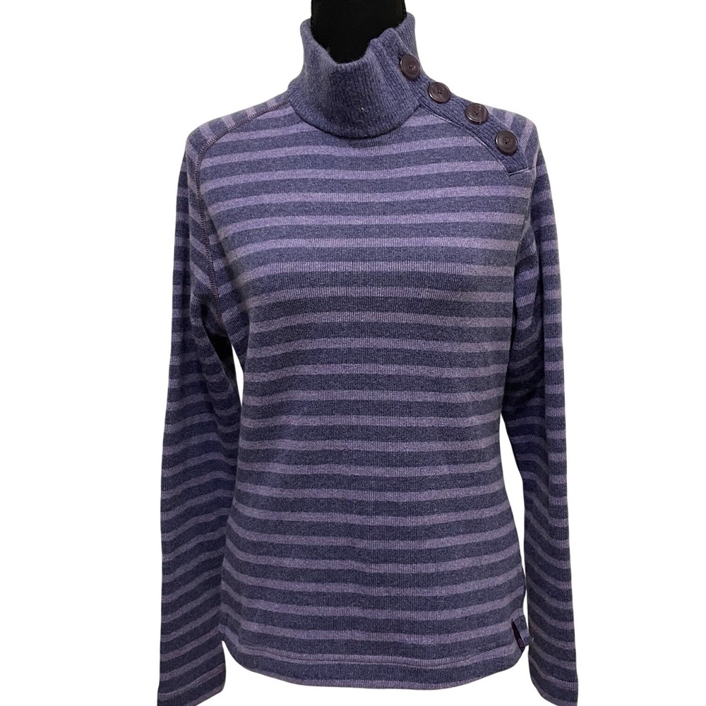 Mountain‎ Hardwear Wool Blend Mock Neck Pullover Sweater M Purple Striped Hiking